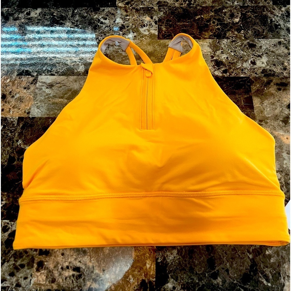 LULULEMON ENERGY HIGH NECK BRA ZIP ORANGE COLOR NWT